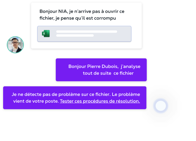 Conversation à propos d'un besoin entre un utilisateur et NIA